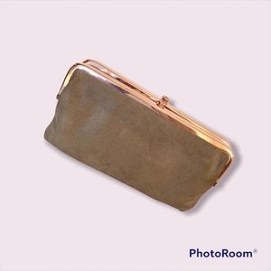 HOBO Lauren Leather Clutch Wallet in Rose Dust with Rose Gold